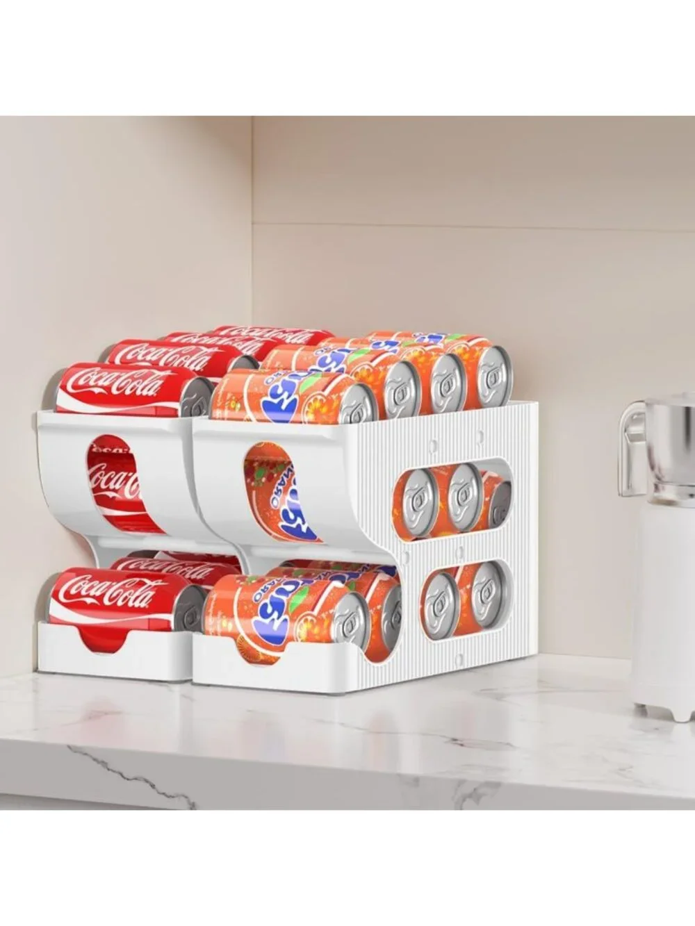 Space-Saving Soda Can Organizer 2-Pack | Automatic Rolling Drink Dispenser for